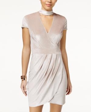 B Darlin Juniors' Velvet Faux-wrap Choker Dress