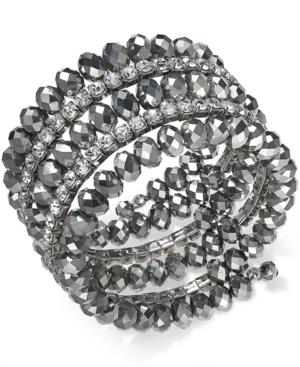 Inc International Concepts Hematite-tone Coil Wrap Beaded Bracelet, Only At Macy's