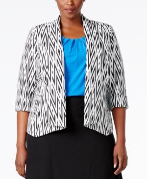 Kasper Plus Size Makali Printed Open-front Jacket