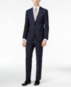 Hugo Men's Slim-fit Black Tonal Grid-pattern Suit