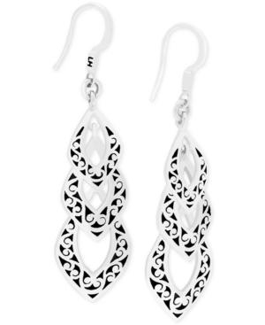 Lois Hill Decorative Scroll Triple Drop Earrings In Sterling Silver
