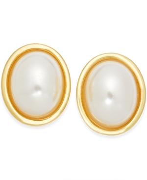 Charter Club Gold-tone Imitation Pearl Stud Earrings