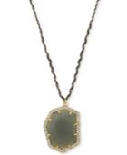 Vince Camuto Gold-tone Grey Stone Pave Trim Pendant Necklace