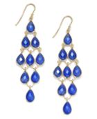 14k Gold Over Sterling Silver Earrings, Blue Chalcedony Chandelier Earrings (9mm X 6mm)
