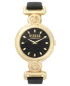 Versus Women's Sunnyridge Extension Black Leather Strap Watch 34mm