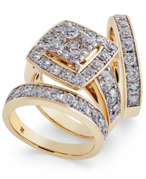 Diamond Cluster 3-pc. Bridal Set (4 Ct. T.w.) In 14k Gold