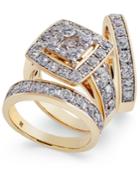 Diamond Cluster 3-pc. Bridal Set (4 Ct. T.w.) In 14k Gold