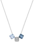 Swarovski Silver-tone Blue And Clear Crystal Pendant Necklace
