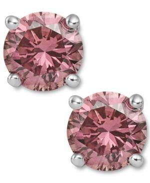 14k White Gold Earrings, Treated Pink Diamond Stud Earrings (2 Ct. T.w.)
