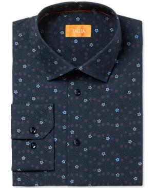 Tallia Men's Fitted Jacquard Mini Flowers On Solid Ground Dress Shirt