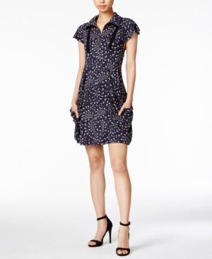 Kensie Printed Zippered-neck Dress
