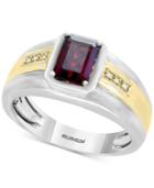 Effy Men's Garnet (1-3/4 Ct. T.w.) & Diamond Accent Ring In Sterling Silver And 18k Gold