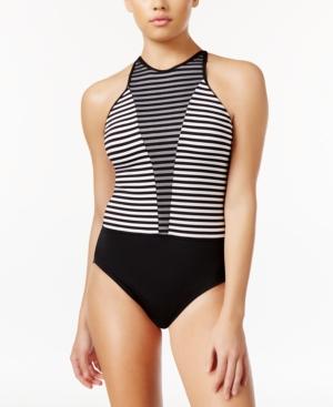 Nike Striped High-neck One-piece Swimsuit Women's Swimsuit