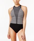 Nike Striped High-neck One-piece Swimsuit Women's Swimsuit