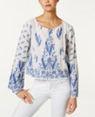 Buffalo David Bitton Feather-embroidered Cropped Top