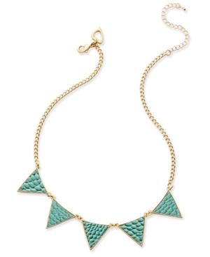 Thalia Sodi Gold-tone Turquoise-color Textured Triangle Necklace, Only At Macy's