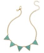 Thalia Sodi Gold-tone Turquoise-color Textured Triangle Necklace, Only At Macy's