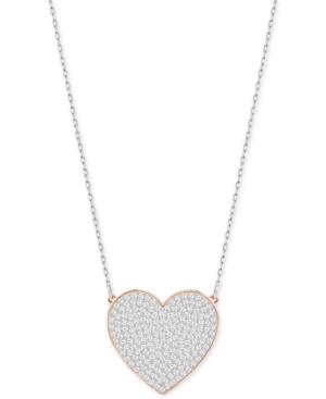 Swarovski Two-tone Crystal Pave Heart Pendant Necklace