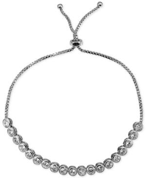 Giani Bernini Cubic Zirconia Bezel Adjustable Slider Bracelet In Sterling Silver, Only At Macy's