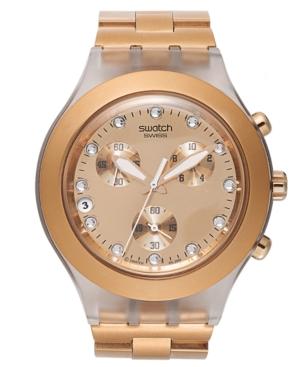 Swatch Unisex Swiss Chronograph Full-blooded Rose Gold-tone Bracelet Watch 43mm Svck4047ag