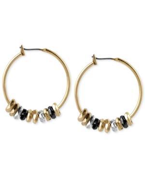 Kenneth Cole New York Gold-tone Metallic Accent Hoop Earrings
