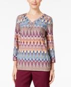 Alfred Dunner Petite Printed High-low Top