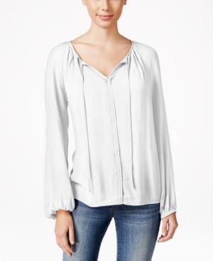 Stoosh Juniors' Long-sleeve Lace-inset Peasant Blouse