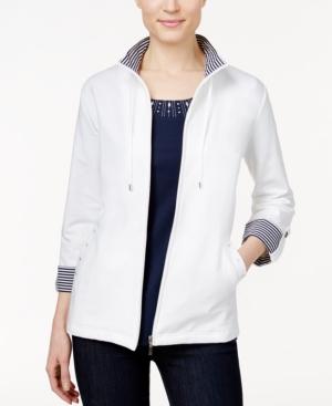 Karen Scott Striped-trim Lounge Jacket, Only At Macy's