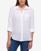 Tommy Hilfiger Linen Roll-tab Shirt, Created For Macy's