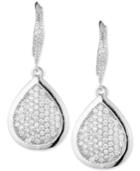 Anne Klein Silver-tone Teardrop Crystal Cluster Drop Earrings
