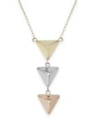 Tri-tone Three Pyramid Necklace In 14k Gold