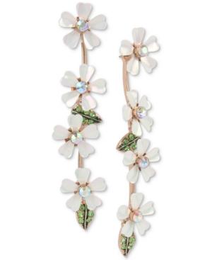 Betsey Johnson Gold-tone Crystal Flower Linear Drop Earrings
