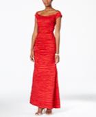 Alex Evenings Off-the-shoulder Taffeta Crinkled Gown