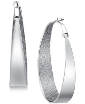 Guess Silver-tone Inner Glitter Hoop Earrings