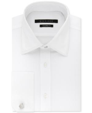 Sean John Men's Classic/regular Fit White Textured French Cuff Dress Shirt