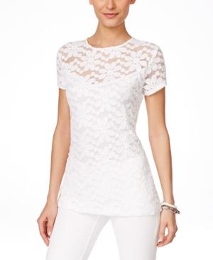 Inc International Concepts Lace Cap-sleeve Blouse, Only At Macy's