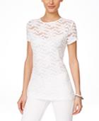 Inc International Concepts Lace Cap-sleeve Blouse, Only At Macy's