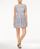 Maison Jules Striped Lace Fit & Flare Dress, Only At Macy's