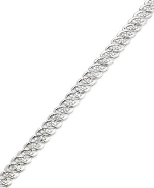 Sterling Silver Diamond Pave-set Wave Bracelet (1 Ct. T.w.)