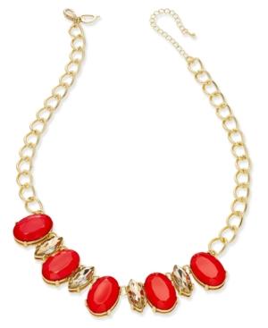 Thalia Sodi Gold-tone Red Stone Chain-link Necklace, Only At Macy's