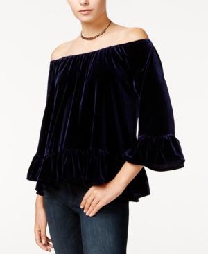 Sanctuary Julia Velvet Off-the-shoulder Top
