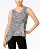 Cable & Gauge Asymmetrical Chiffon-overlay Top