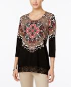 Jm Collection Embellished Printed Tunic, Only At Macy's