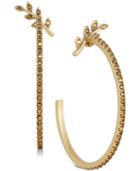 Lucky Brand Gold-tone Fern & Pave Open Hoop Earrings, Created For Macy's