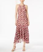 Betsey Johnson Printed Lace-up Maxi Dress