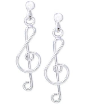 Giani Bernini Treble Clef Drop Earrings In Sterling Silver, Created For Macy's