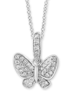 Effy Kidz Children's Diamond Butterfly 16 Pendant Necklace (1/10 Ct. T.w.) In 14k White Gold