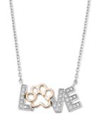 Aspca Tender Voices Diamond Necklace, Sterling Silver And Rose Gold-plated Diamond Love Pendant (1/10 Ct. T.w.)