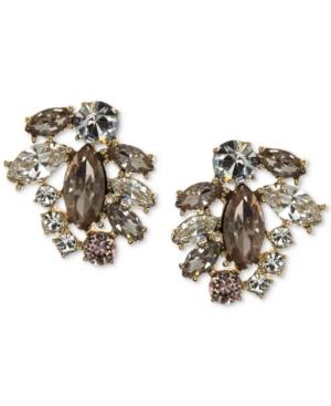 Marchesa Gold-tone Clear & Rose Crystal Cluster Stud Earrings
