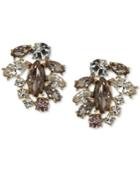 Marchesa Gold-tone Clear & Rose Crystal Cluster Stud Earrings